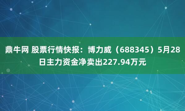 鼎牛网 股票行情快报：博力威（688345）5月28日主力资金净卖出227.94万元
