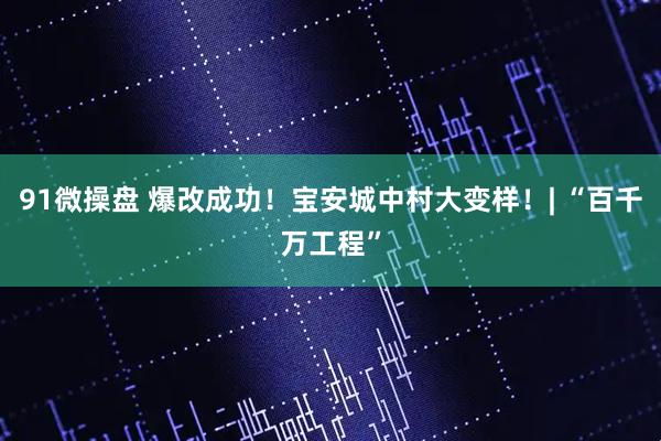 91微操盘 爆改成功！宝安城中村大变样！| “百千万工程”